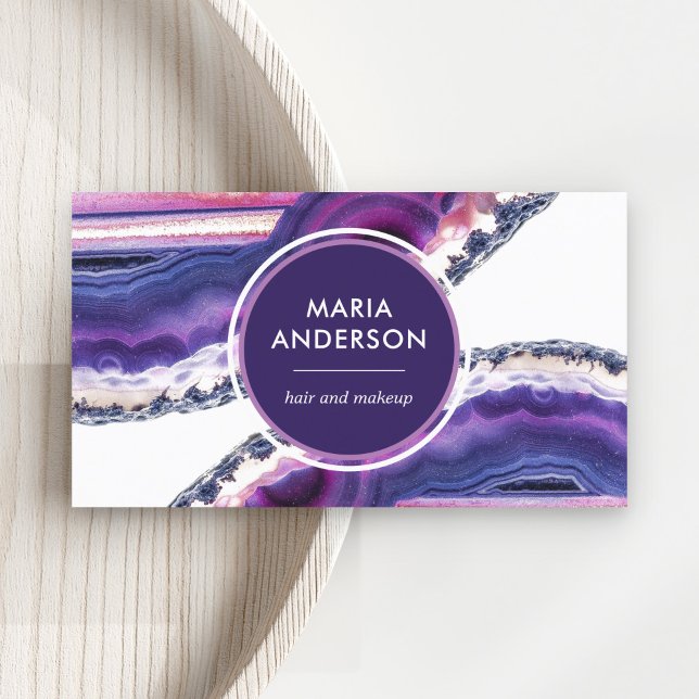 Elegant Modern Purple Agate Geode Gemstone Business Card (Creator Uploaded)
