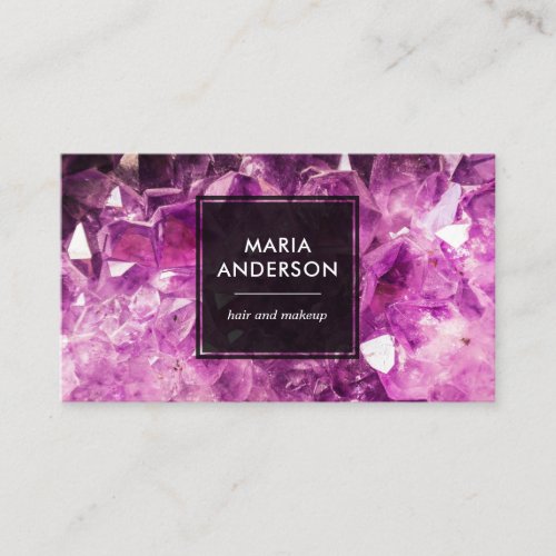 Elegant Modern Purple Amethyst Gemstone Business Card