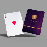 Elegant Modern Purple And Gold Monogrammed Leather Playing Cards at Zazzle