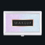 Elegant modern purple & blue glitter makeup artist business card case<br><div class="desc">Pretty design featuring faux purple & blue glitter texture,  faux rose gold and elegant calligraphy font.</div>