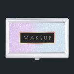 Elegant modern purple & blue glitter makeup artist business card case<br><div class="desc">Pretty design featuring faux purple & blue glitter texture,  faux rose gold and elegant calligraphy font.</div>
