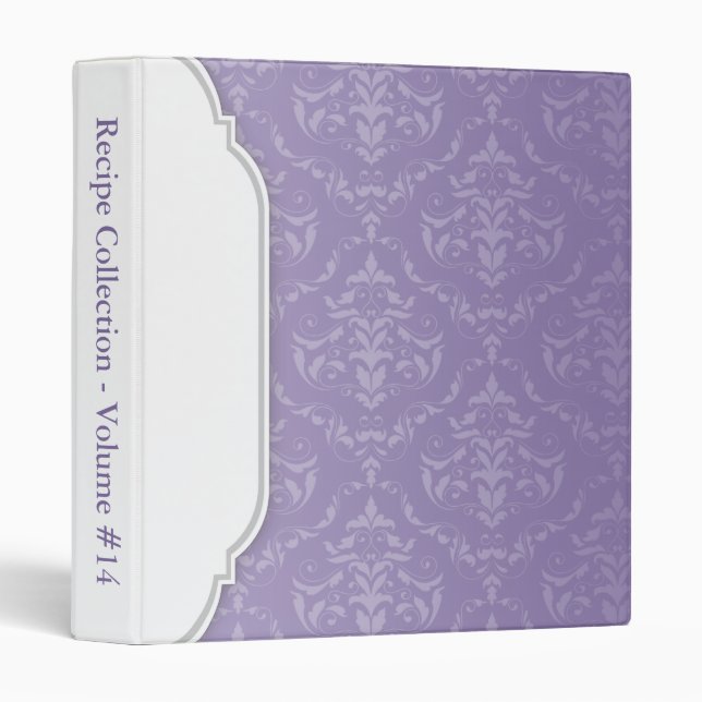 Elegant Modern Purple Damask custom Binder (Front/Spine)