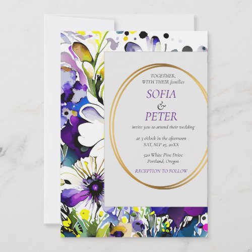 Elegant modern purple floral invitation