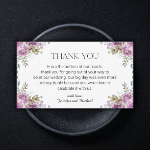 elegant modern purple floral wedding thank you note card