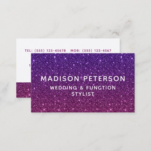 Elegant Modern Purple Glitter Girly Chic Stylish Business Card