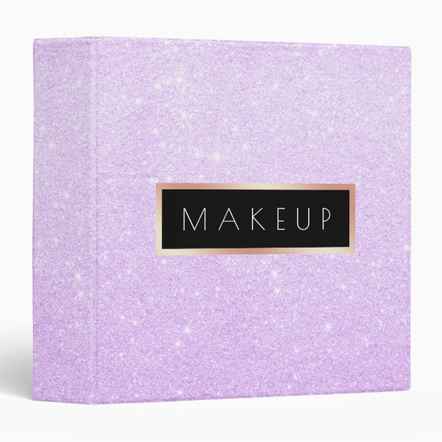 Elegant modern purple glitter makeup artist 3 ring binder (Front/Spine)