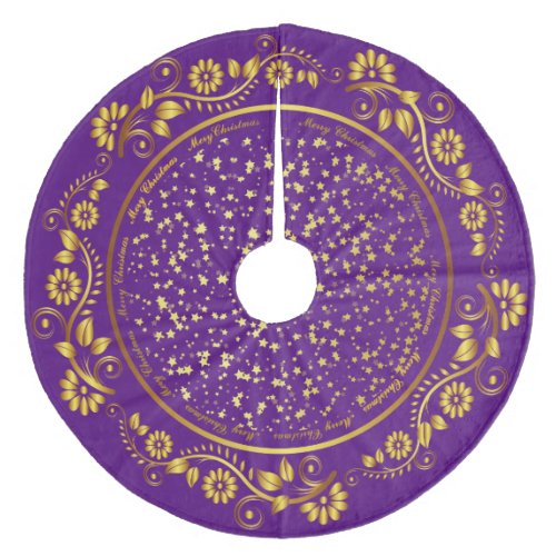 Elegant Modern Purple Gold Christmas Tree Skirt