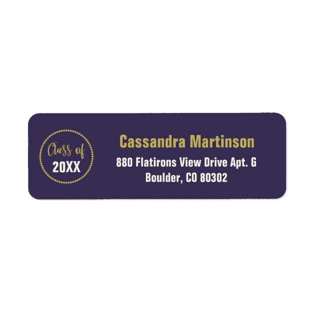 Elegant Modern Purple Gold Graduation Label