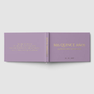 Elegant Modern Purple Gold Quinceañera Foil Guest Book