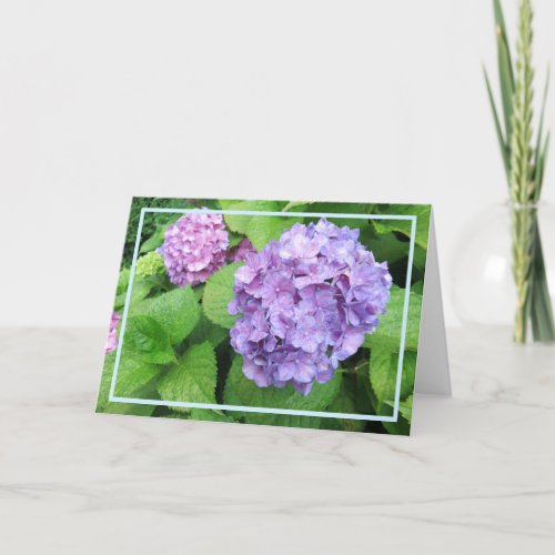 Elegant Modern Purple Hydrangeas Photo Sympathy Card