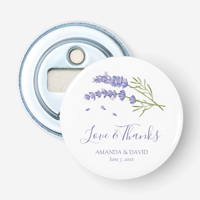Elegant Modern Purple Lavender Wedding Favor Bottle Opener (Front)