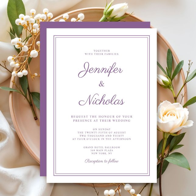Elegant Modern Purple Lilac Script Wedding Invitation (Elegant Modern Purple Lilac Script Wedding Invitation)