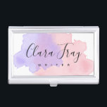 Elegant modern purple & pink watercolor writer business card case<br><div class="desc">Stylish design featuring  purple & pink hand painted watercolor texture and elegant calligraphy font.</div>