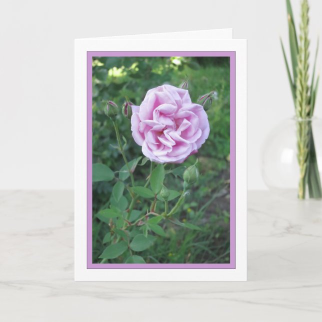 Elegant Modern Purple Rose Flower Photo Sympathy Card (Front)