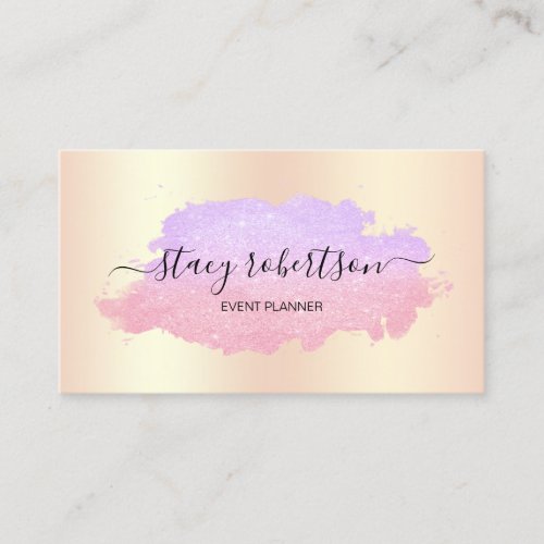 Elegant modern purple  rose gold glitter planner business card