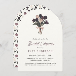Elegant Modern Purple Tulips Floral Bridal Shower Invitation