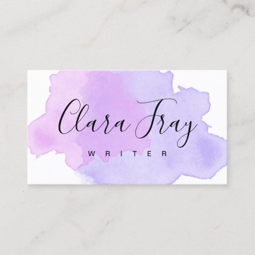 Elegant modern purple  violet watercolor writer business card