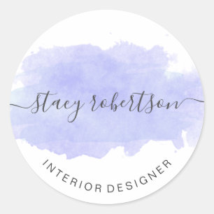 Elegant modern purple watercolor interior designer classic round sticker