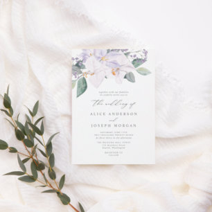 Elegant Modern Purple Watercolor Orchids Wedding I Invitation