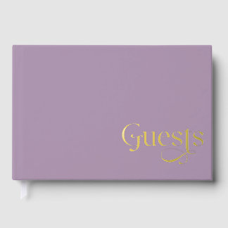 Elegant Modern Purple Wedding Foil Guest Book