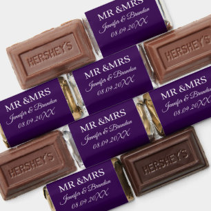 Elegant Modern Purple White Calligraphy Wedding Hershey's Miniatures