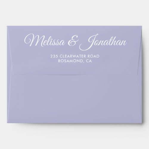 Elegant modern Purple white script wedding Envelope