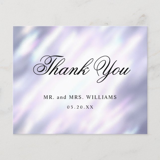 Elegant Modern Purple White Simple Thank You Card (Front)