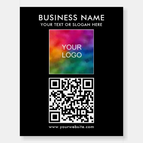 Elegant Modern QR Code Business Logo Black Best Foam Board