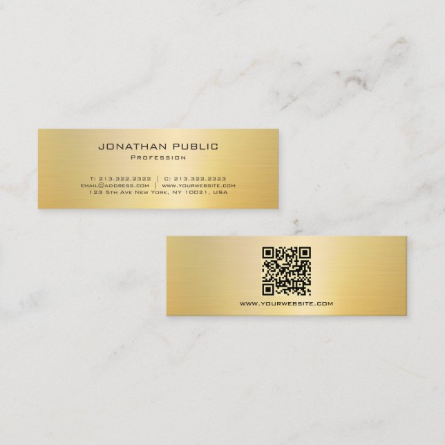 Elegant Modern QR Code Gold Create Your Own Mini Business Card (Front/Back)
