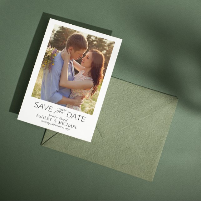 Elegant Modern QR Code Photo Wedding Save The Date (Save Our Date! 💍 #ForeverLove)
