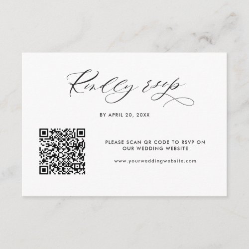 Elegant Modern QR Code RSVP Online Wedding  Enclosure Card