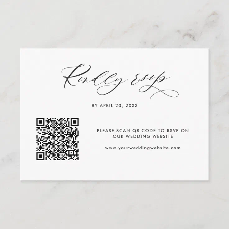 Elegant Modern Qr Code Rsvp Online Wedding Enclosure Card Zazzle