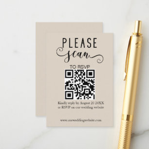 Elegant Modern QR Code RSVP Wedding Enclosure Card