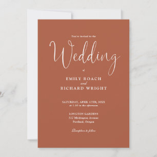 Elegant Modern QR Code Terracotta Wedding Invitation