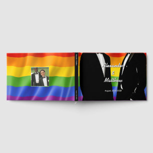 Elegant Modern Rainbow Gay Men Wedding Guest Book