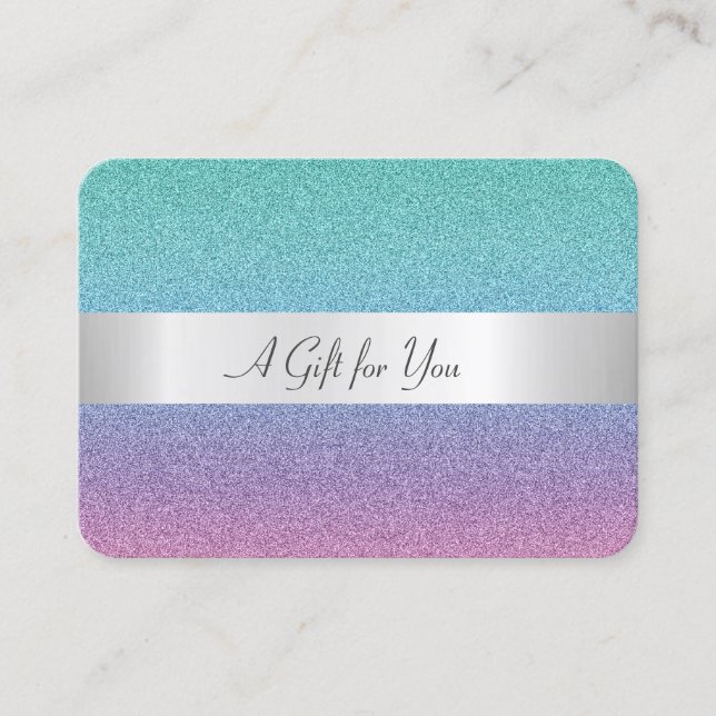 Elegant Modern Rainbow Ombre Glitter, Stripes Discount Card (Front)