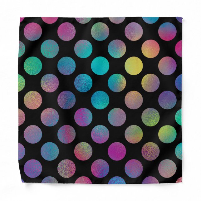Elegant Modern Rainbow Polka Dots Pattern | Bandana (Front)