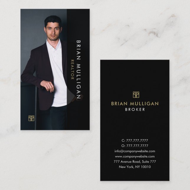 Elegant Modern Real Estate Agent Business Card  (Front/Back)