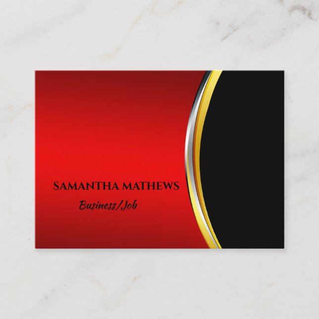 ELEGANT MODERN  RED BLACK  CORPORATE PROFESSIONAL BUSINESS CARD (Front)
