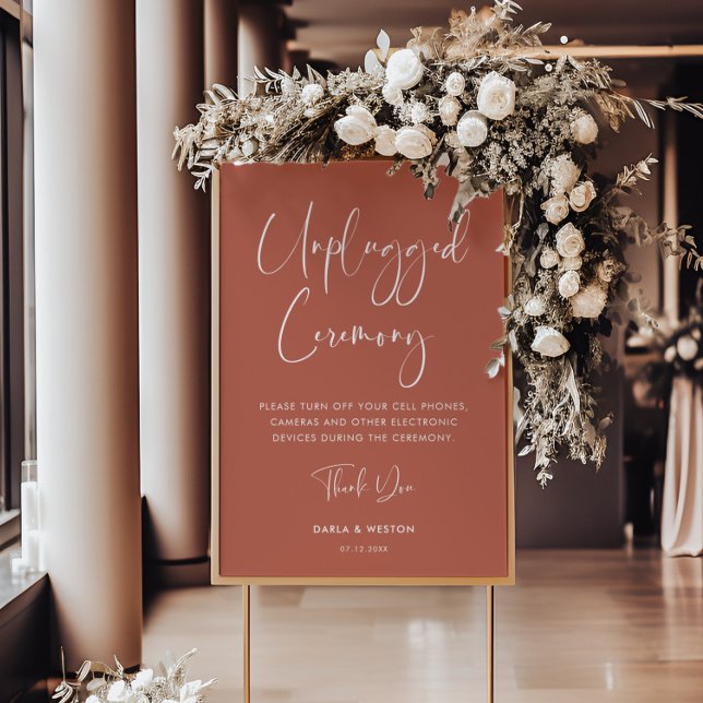 Elegant & modern Red clay Unplugged ceremony Sign (Creator Uploaded)
