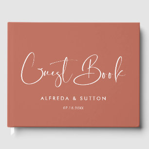 Elegant & modern Red clay wedding guest book