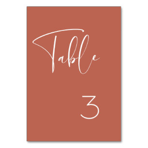 Elegant & modern Red clay wedding Table Number