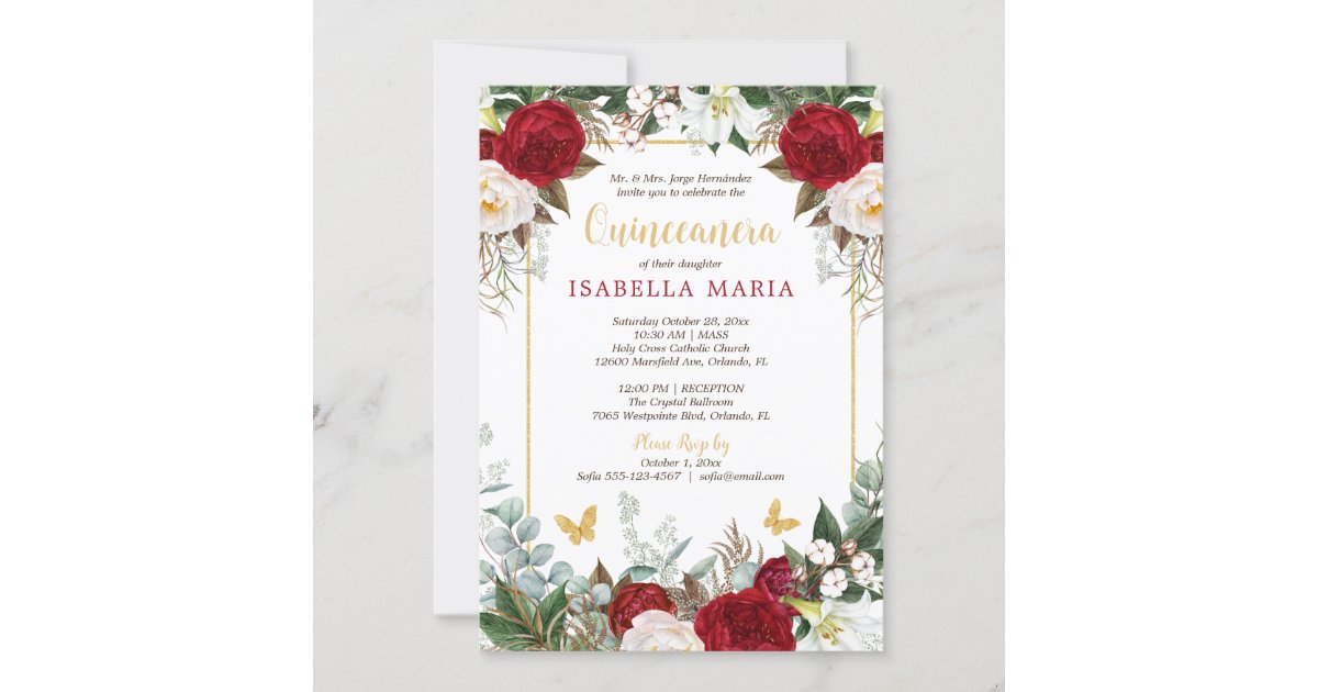 Elegant Quinceanera Invitations on 100% Recycled Paper