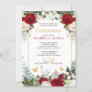 Elegant Modern Red Floral with Photo Quinceañera Invitation