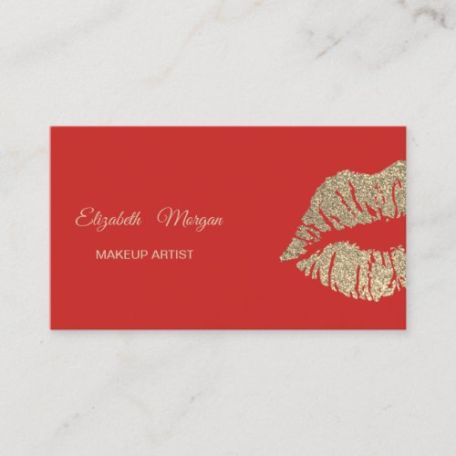 Elegant Modern Red Glitter Lips Business Card