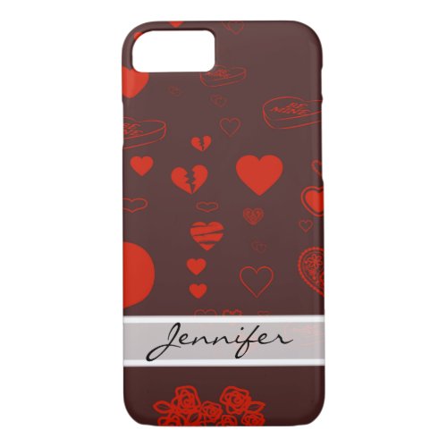 Elegant Modern Red Heart Pattern iPhone 87 Case
