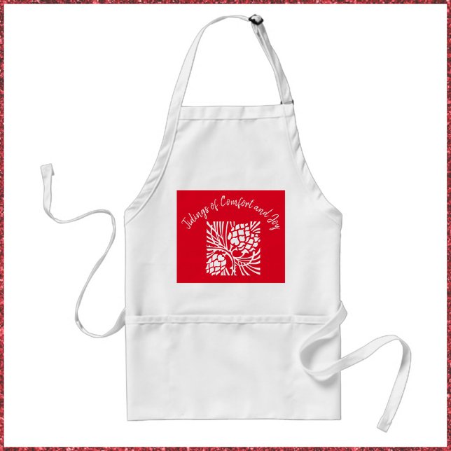 Elegant Modern Red Holiday Christmas Season  Adult Apron (Creator Uploaded)