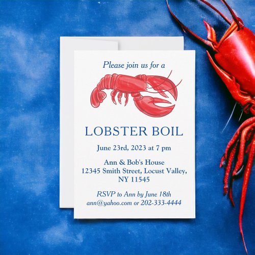 Elegant Modern Red Lobster Boil Party Invitation