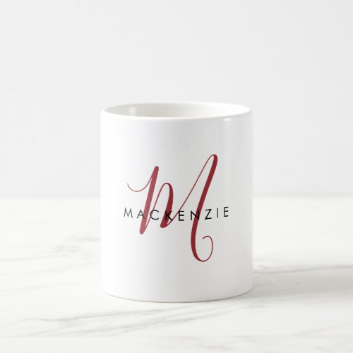 Elegant Modern Red Script Monogram Coffee Mug