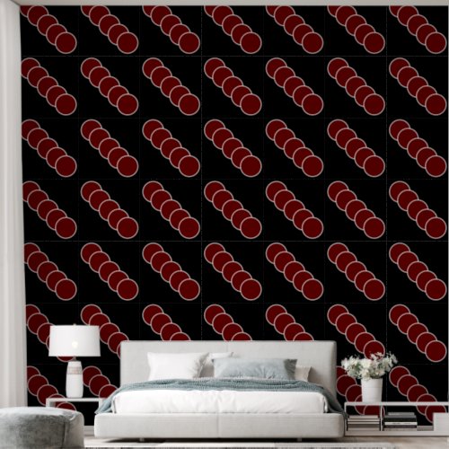 Elegant Modern Red White Circle Pattern Black Wallpaper